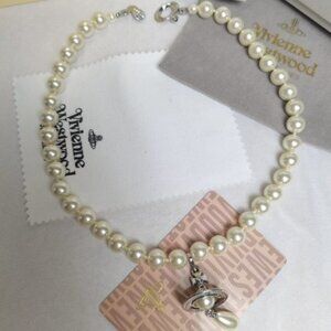 Vivienne Westwood Pearl Drop Choker In Silver